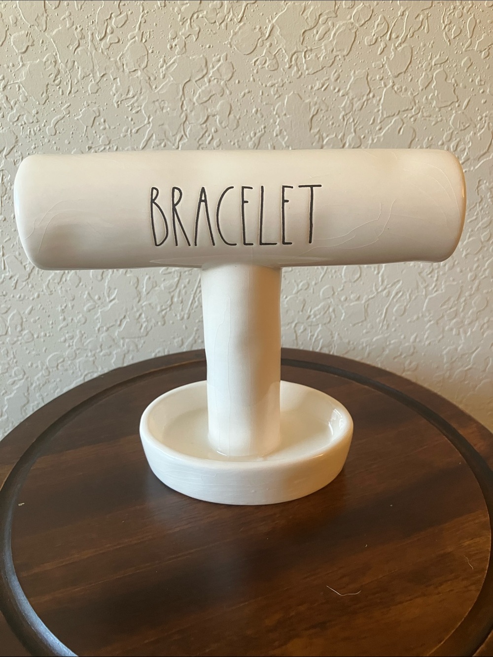 Rae Dunn: White “Bracelet”Stand Jewelry Holder- Crazing